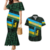 Rwanda Couples Matching Mermaid Dress and Hawaiian Shirt with Tour du Rwanda Cycling Race Flag Stripe Spirit