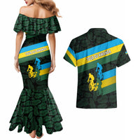 Rwanda Couples Matching Mermaid Dress and Hawaiian Shirt with Tour du Rwanda Cycling Race Flag Stripe Spirit