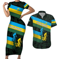 Rwanda Couples Matching Short Sleeve Bodycon Dress and Hawaiian Shirt with Tour du Rwanda Cycling Race Flag Stripe Spirit