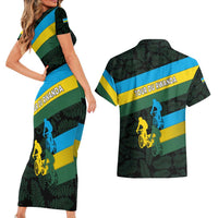 Rwanda Couples Matching Short Sleeve Bodycon Dress and Hawaiian Shirt with Tour du Rwanda Cycling Race Flag Stripe Spirit
