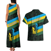 Rwanda Couples Matching Tank Maxi Dress and Hawaiian Shirt with Tour du Rwanda Cycling Race Flag Stripe Spirit