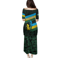 Rwanda Family Matching Puletasi and Hawaiian Shirt with Tour du Rwanda Cycling Race Flag Stripe Spirit