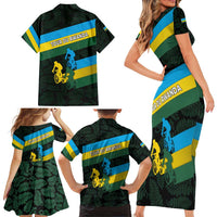 Rwanda Family Matching Short Sleeve Bodycon Dress and Hawaiian Shirt with Tour du Rwanda Cycling Race Flag Stripe Spirit