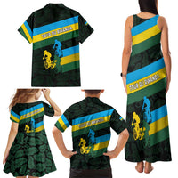 Rwanda Family Matching Tank Maxi Dress and Hawaiian Shirt with Tour du Rwanda Cycling Race Flag Stripe Spirit
