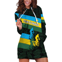 Rwanda Hoodie Dress with Tour du Rwanda Cycling Race Flag Stripe Spirit