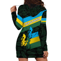 Rwanda Hoodie Dress with Tour du Rwanda Cycling Race Flag Stripe Spirit