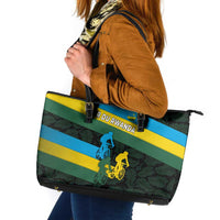 Rwanda Leather Tote Bag with Tour du Rwanda Cycling Race Flag Stripe Spirit