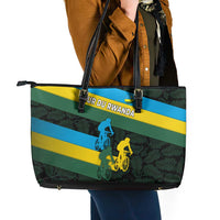 Rwanda Leather Tote Bag with Tour du Rwanda Cycling Race Flag Stripe Spirit
