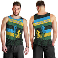Rwanda Men Tank Top with Tour du Rwanda Cycling Race Flag Stripe Spirit
