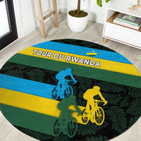 Rwanda Round Carpet with Tour du Rwanda Cycling Race Flag Stripe Spirit