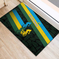 Rwanda Rubber Doormat with Tour du Rwanda Cycling Race Flag Stripe Spirit