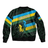 Rwanda Sleeve Zip Bomber Jacket with Tour du Rwanda Cycling Race Flag Stripe Spirit