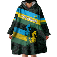 Rwanda Wearable Blanket Hoodie with Tour du Rwanda Cycling Race Flag Stripe Spirit