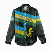 Rwanda Women Casual Shirt with Tour du Rwanda Cycling Race Flag Stripe Spirit