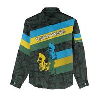 Rwanda Women Casual Shirt with Tour du Rwanda Cycling Race Flag Stripe Spirit