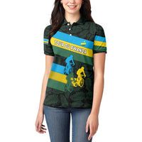 Rwanda Women Polo Shirt with Tour du Rwanda Cycling Race Flag Stripe Spirit