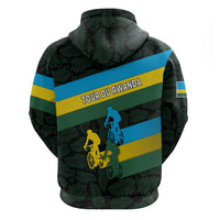 Rwanda Zip Hoodie with Tour du Rwanda Cycling Race Flag Stripe Spirit