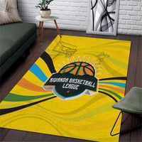 Rwanda Area Rug with Basketball League Court Hoop Yellow Wave Spirit