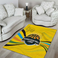 Rwanda Area Rug with Basketball League Court Hoop Yellow Wave Spirit