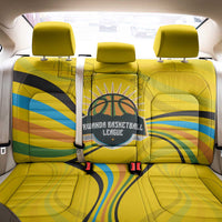 Rwanda Back Car Seat Cover with Basketball League Court Hoop Yellow Wave Spirit