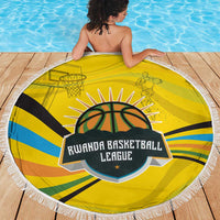 Rwanda Beach Blanket with Basketball League Court Hoop Yellow Wave Spirit