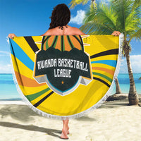 Rwanda Beach Blanket with Basketball League Court Hoop Yellow Wave Spirit