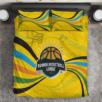 Rwanda Bedding Set with Basketball League Court Hoop Yellow Wave Spirit