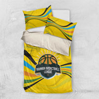 Rwanda Bedding Set with Basketball League Court Hoop Yellow Wave Spirit
