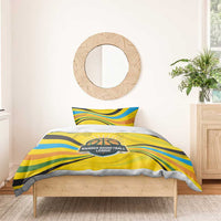 Rwanda Bedding Set with Basketball League Court Hoop Yellow Wave Spirit
