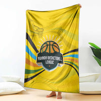 Rwanda Blanket with Basketball League Court Hoop Yellow Wave Spirit