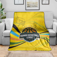 Rwanda Blanket with Basketball League Court Hoop Yellow Wave Spirit