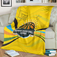 Rwanda Blanket with Basketball League Court Hoop Yellow Wave Spirit