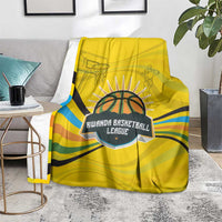 Rwanda Blanket with Basketball League Court Hoop Yellow Wave Spirit