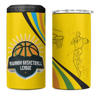 Rwanda 4 in 1 Can Cooler Tumbler with Basketball League Court Hoop Yellow Wave Spirit