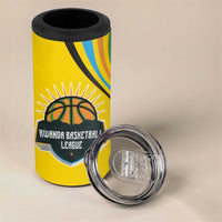 Rwanda 4 in 1 Can Cooler Tumbler with Basketball League Court Hoop Yellow Wave Spirit