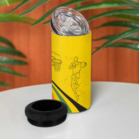 Rwanda 4 in 1 Can Cooler Tumbler with Basketball League Court Hoop Yellow Wave Spirit