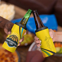 Rwanda 4 in 1 Can Cooler Tumbler with Basketball League Court Hoop Yellow Wave Spirit