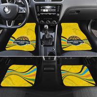 Rwanda Car Mats with Basketball League Court Hoop Yellow Wave Spirit