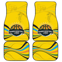 Rwanda Car Mats with Basketball League Court Hoop Yellow Wave Spirit