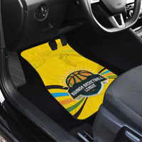 Rwanda Car Mats with Basketball League Court Hoop Yellow Wave Spirit