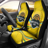 Rwanda Car Seat Cover with Basketball League Court Hoop Yellow Wave Spirit