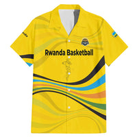 Rwanda Family Matching Mermaid Dress and Hawaiian Shirt with Basketball League Court Hoop Yellow Wave Spirit