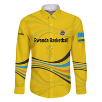 Rwanda Family Matching Puletasi and Hawaiian Shirt with Basketball League Court Hoop Yellow Wave Spirit