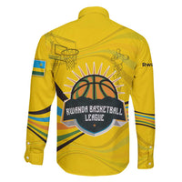 Rwanda Family Matching Puletasi and Hawaiian Shirt with Basketball League Court Hoop Yellow Wave Spirit
