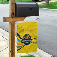 Rwanda Garden Flag with Basketball League Court Hoop Yellow Wave Spirit