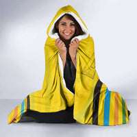 Rwanda Hooded Blanket with Basketball League Court Hoop Yellow Wave Spirit