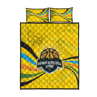 Rwanda Quilt Bed Set with Basketball League Court Hoop Yellow Wave Spirit
