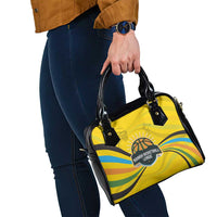 Rwanda Shoulder Handbag with Basketball League Court Hoop Yellow Wave Spirit