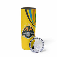 Rwanda Skinny Tumbler with Basketball League Court Hoop Yellow Wave Spirit