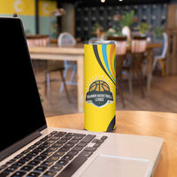 Rwanda Skinny Tumbler with Basketball League Court Hoop Yellow Wave Spirit